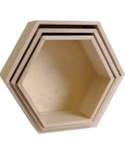 Artemio Étagères 3 étagères Hexagone En Bois -Vaisseliers Soldes Magasin 3 etageres hexagone en bois 2