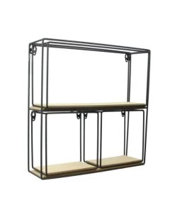Casâme 4 Étagères Murales En Métal Et Plateaux En Bois - Beige Et Noir -Vaisseliers Soldes Magasin 4 etageres murales en metal et plateaux en bois beige et noir 2