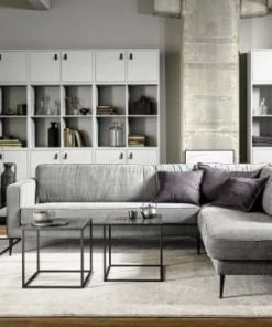 VtWonen Étagères Armoire De Rangement En Bois Gris 4 Ouverts Compartiments -Vaisseliers Soldes Magasin armoire de rangement en bois gris 4 ouverts compartiments 2