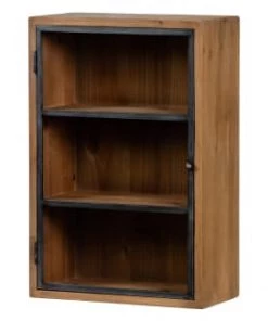 Woood Étagères Armoire Murale En Métal / Bois Naturelle 60x40x20 -Vaisseliers Soldes Magasin armoire murale en metal bois naturelle 60x40x20 2