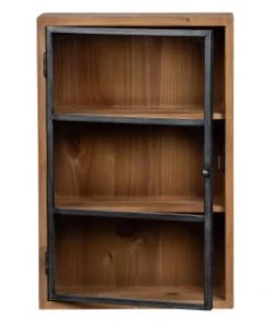 Woood Étagères Armoire Murale En Métal / Bois Naturelle 60x40x20 -Vaisseliers Soldes Magasin armoire murale en metal bois naturelle 60x40x20 5