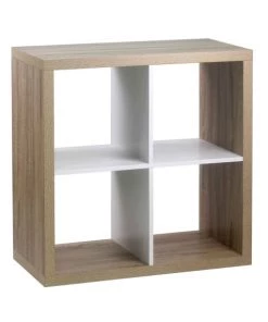 Casâme Étagères Bibliothèque 4 Cases Coloris Chêne Intérieur Blanc -Vaisseliers Soldes Magasin bibliotheque 4 cases coloris chene interieur blanc 2