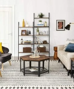 RED DECO Étagères Bibliothèque 4 Niveaux Médium MDF Marron H150cm -Vaisseliers Soldes Magasin bibliotheque 4 niveaux medium mdf marron h150cm 3