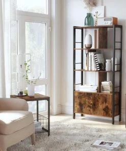 RED DECO Étagères Bibliothèque 4 Niveaux Médium MDF Marron H154,5CM -Vaisseliers Soldes Magasin bibliotheque 4 niveaux medium mdf marron h154 5cm 2