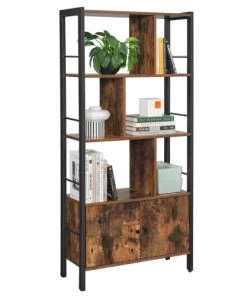 RED DECO Étagères Bibliothèque 4 Niveaux Médium MDF Marron H154,5CM