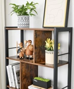 RED DECO Étagères Bibliothèque 4 Niveaux Médium MDF Marron H154,5CM -Vaisseliers Soldes Magasin bibliotheque 4 niveaux medium mdf marron h154 5cm 3