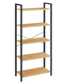 RED DECO Étagères Bibliothèque 5 Niveaux Médium Mdf Chêne Clair H153cm