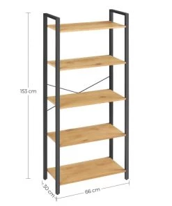 RED DECO Étagères Bibliothèque 5 Niveaux Médium Mdf Chêne Clair H153cm -Vaisseliers Soldes Magasin bibliotheque 5 niveaux medium mdf chene clair h153cm 4