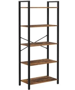 RED DECO Étagères Bibliothèque 5 Niveaux Médium MDF Marron H153CM