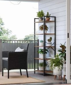 RED DECO Étagères Bibliothèque 5 Niveaux Médium MDF Marron H153CM -Vaisseliers Soldes Magasin bibliotheque 5 niveaux medium mdf marron h153cm 3