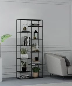 RED DECO Étagères Bibliothèque Acier Métal Noir H188CM -Vaisseliers Soldes Magasin bibliotheque acier metal noir h188cm 2