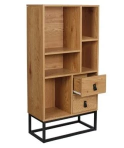 Altobuy Étagères Bibliothèque Aspect Bois Et Pieds Métal -Vaisseliers Soldes Magasin bibliotheque aspect bois et pieds metal 3