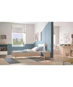 Meubletmoi Étagères Bibliothèque échelle Décor Bois Clair Et Bleu -Vaisseliers Soldes Magasin bibliotheque echelle decor bois clair et bleu 3