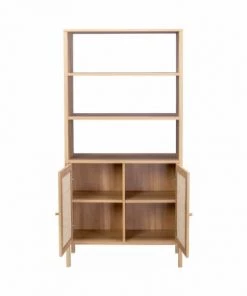 Alice's Garden Étagères Bibliothèque Effet Bois Et Cannage, 4 Niveaux -Vaisseliers Soldes Magasin bibliotheque effet bois et cannage 4 niveaux 2