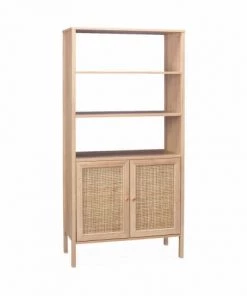 Alice's Garden Étagères Bibliothèque Effet Bois Et Cannage, 4 Niveaux