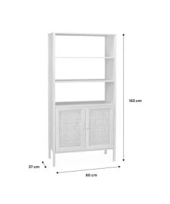 Alice's Garden Étagères Bibliothèque Effet Bois Et Cannage, 4 Niveaux -Vaisseliers Soldes Magasin bibliotheque effet bois et cannage 4 niveaux 5