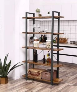 RED DECO Étagères Bibliothèque Médium MDF Marron H117.5CM -Vaisseliers Soldes Magasin bibliotheque medium mdf marron h117 5cm 3