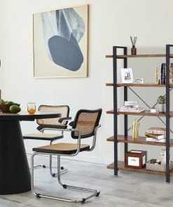 RED DECO Étagères Bibliothèque Médium MDF Marron H117.5CM -Vaisseliers Soldes Magasin bibliotheque medium mdf marron h117 5cm 4