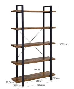 RED DECO Étagères Bibliothèque Médium MDF Marron H117.5CM -Vaisseliers Soldes Magasin bibliotheque medium mdf marron h117 5cm 5