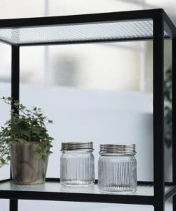 Decoclico Factory Étagères Bibliothèque Métal Plateaux Verre Noir -Vaisseliers Soldes Magasin bibliotheque metal plateaux verre noir 3