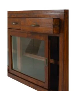 MACABANE Vaisseliers Buffet 2 Portes Coulissantes Vitrées 3 Tiroirs En Mindi -Vaisseliers Soldes Magasin buffet 2 portes coulissantes vitrees 3 tiroirs en mindi 2