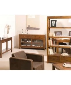 MACABANE Vaisseliers Buffet 2 Portes Coulissantes Vitrées 3 Tiroirs En Mindi -Vaisseliers Soldes Magasin buffet 2 portes coulissantes vitrees 3 tiroirs en mindi 3