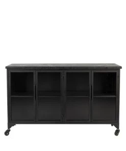 Drawer Vitrines Buffet En Bois Et Métal à Roulettes L120cm Noir