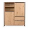 Calicosy Vaisseliers Buffet Haut 2 Portes 2 Tiroirs L120 Cm - Décor Bois Clair