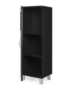 Meubles & Design Vitrines Buffet Haut Colonne Vitré Style Rétro Noir -Vaisseliers Soldes Magasin buffet haut colonne vitre style retro noir 2