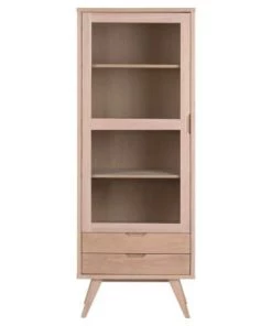 Meubles & Design Vitrines Buffet Haut Vitré 2 Tiroirs En Bois De Chêne 190cm