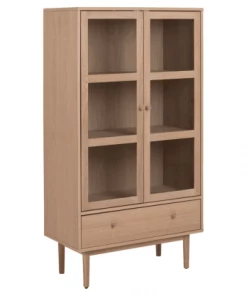 Meubles & Design Vitrines Buffet Haut Vitré En Bois De Chêne Clair -Vaisseliers Soldes Magasin buffet haut vitre en bois de chene clair 2