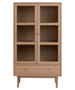 Meubles & Design Vitrines Buffet Haut Vitré En Bois De Chêne Clair