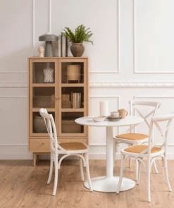 Meubles & Design Vitrines Buffet Haut Vitré En Bois De Chêne Clair -Vaisseliers Soldes Magasin buffet haut vitre en bois de chene clair 5