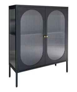Meubles & Design Vitrines Buffet Haut Vitré En Métal Noir 2 Portes -Vaisseliers Soldes Magasin buffet haut vitre en metal noir 2 portes 2