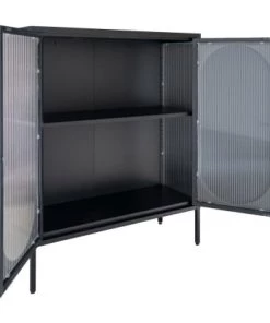 Meubles & Design Vitrines Buffet Haut Vitré En Métal Noir 2 Portes -Vaisseliers Soldes Magasin buffet haut vitre en metal noir 2 portes 3