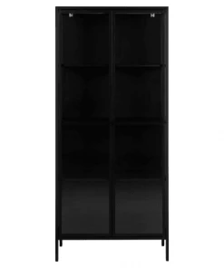 Meubles & Design Vitrines Buffet Haut Vitrine En Métal Noir 4 étages