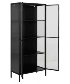 Meubles & Design Vitrines Buffet Haut Vitrine En Métal Noir 4 étages -Vaisseliers Soldes Magasin buffet haut vitrine en metal noir 4 etages 3