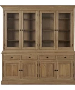 Hellin Vaisseliers Buffet Vaisselier En Chêne 4 Portes Vitrées 4 Tiroirs 4 Portes Bois