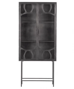 Woood Vitrines Buffet Vitrine En Métal Noir Style Moderne -Vaisseliers Soldes Magasin buffet vitrine en metal noir style moderne 2