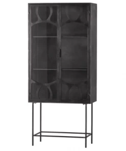 Woood Vitrines Buffet Vitrine En Métal Noir Style Moderne