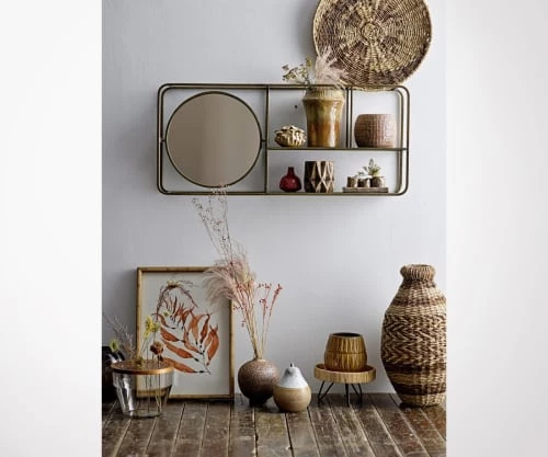 Bloomingville Étagères COFFI - Etagère Murale Design Avec Miroir Or 2 Bloomingville Étagères COFFI - Etagère Murale Design Avec Miroir Or – Image 2
