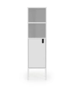 Tenzo Étagères Colonne De Rangement En Bois 1 Porte 2 Niches H152cm Blanc