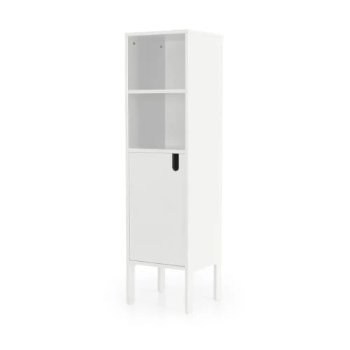 Tenzo Étagères Colonne De Rangement En Bois 1 Porte 2 Niches H152cm Blanc 2 Tenzo Étagères Colonne De Rangement En Bois 1 Porte 2 Niches H152cm Blanc – Image 2
