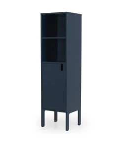 Tenzo Étagères Colonne De Rangement En Bois 1 Porte 2 Niches H152cm Bleu Canard -Vaisseliers Soldes Magasin colonne de rangement en bois 1 porte 2 niches h152cm bleu canard 2