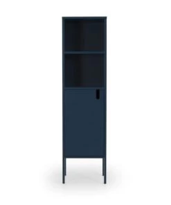 Tenzo Étagères Colonne De Rangement En Bois 1 Porte 2 Niches H152cm Bleu Canard