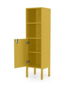 Tenzo Étagères Colonne De Rangement En Bois 1 Porte 2 Niches H152cm Jaune Moutarde -Vaisseliers Soldes Magasin colonne de rangement en bois 1 porte 2 niches h152cm jaune moutarde 2