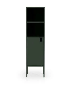 Tenzo Étagères Colonne De Rangement En Bois 1 Porte 2 Niches H152cm Vert Kaki