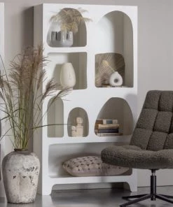 Woood Étagères Colonne De Rangement En Bois 5 Niches H180cm Blanc -Vaisseliers Soldes Magasin colonne de rangement en bois 5 niches h180cm blanc 2