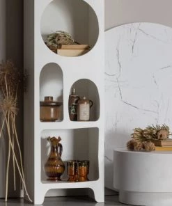 Woood Étagères Colonne De Rangement En Bois 5 Niches H180cm Blanc