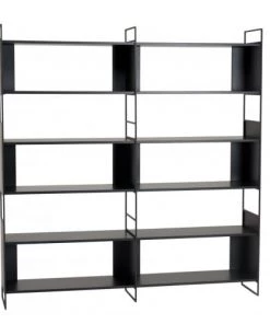 MACABANE Étagères Étagère 10 Niches 5 Niveaux Noire Piètement Métal